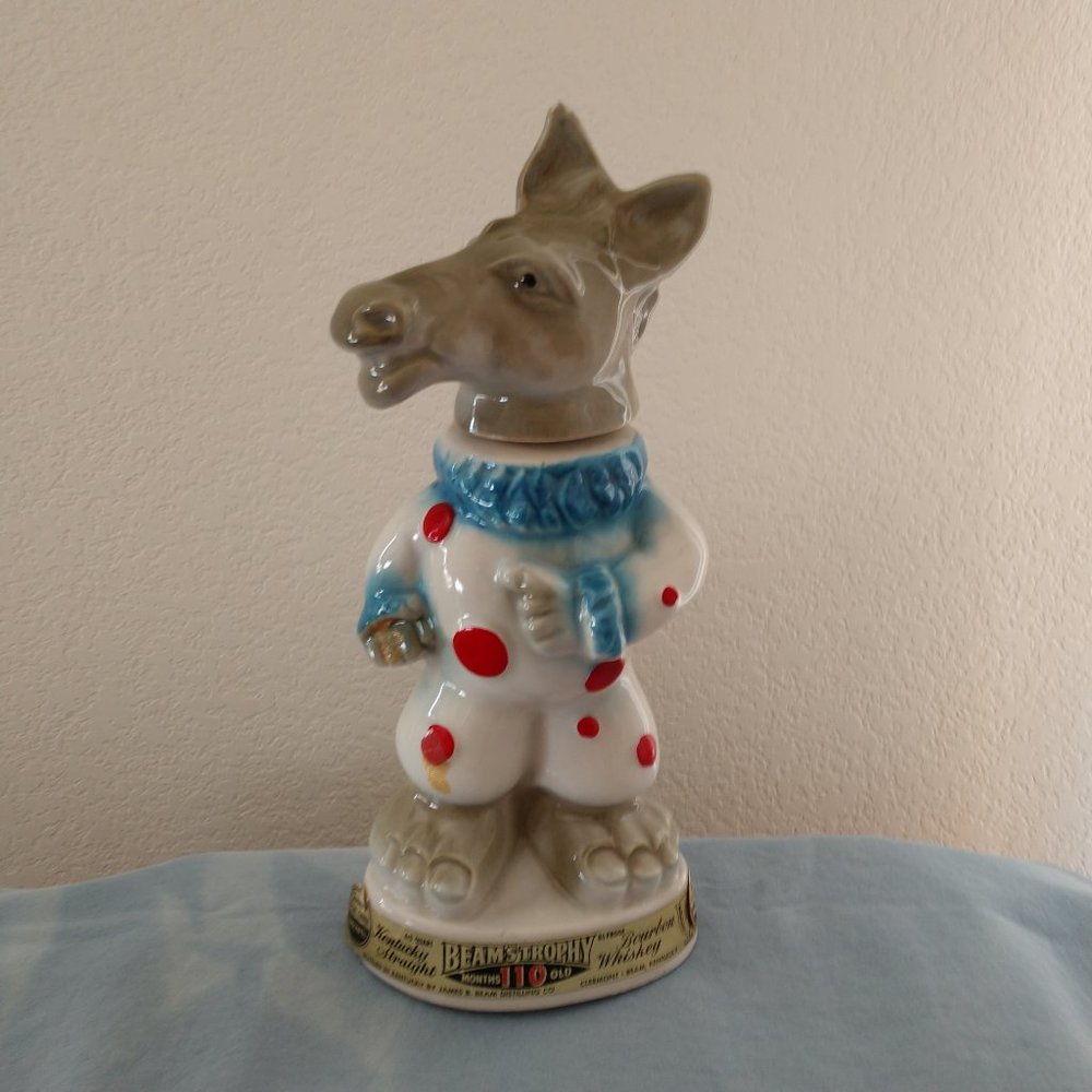 Jim Beam Trophy Clown Donkey Democrat Mascot Decanter 1968 Regal China Company